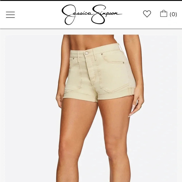 JESSICA SIMPSON INFINITELY IGH WAISTED BROWN KAHKI BUTTON FLY 4 POCKET SHORTS 6 - Picture 11 of 11